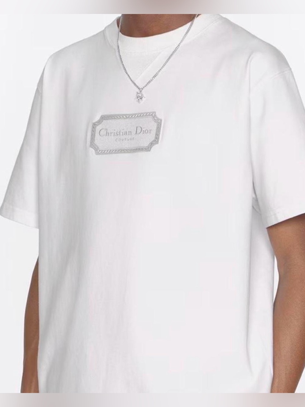 Dior White Crewneck T-Shirt Logo Patch Men’s L